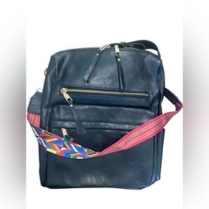 Women’s Black Gold Faux Leather Large Backpack Travel Fashion Bag